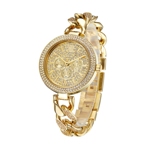 Trendy Diamond Hip Hop Cuban Chain Quartz Watch