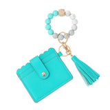 Women's Silicone Beads PU Tassel Silicone Bracelet Keychain