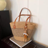 Tote Seaside Large Capacity Woven Shoulder Bag Rattan Woven