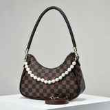 Versatile Lattice Pearl Women's Shoulder Messenger Bag