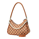 Versatile Lattice Pearl Women's Shoulder Messenger Bag