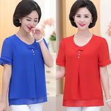 Mom Summer Clothes Chiffon Small Shirt Plus Size Loose