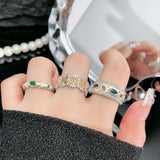 Retro Brushed Hollow Opening Ring Women