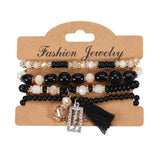 Bohemian Tassel Crystal Pendant Multi-layer Vintage Bead Bracelet