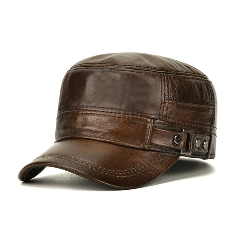 Men's autumn And Winter Warm Ear Protection Flat Cowhide Hat