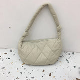 Minority Simple Rhombic Elegant Leisure Textured Down All-match Bag