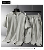 Men's National Style Cotton And Linen Casual Shorts Short Sleeve Two-piece Set