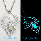 Halloween Creative Stereo Luminous Spider Necklace Jewerly Glowing Night Fluorescence Antique Vintage Glow In The Dark For Men Women Gift Party Halloween Day Club