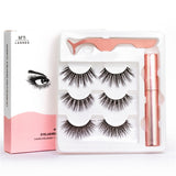 Magnetic Liquid Eyeliner & Magnetic False Eyelashes & Tweezer Set Waterproof Long Lasting Eyeliner False Eyelashes