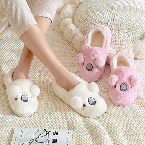 Women's Winter Cute Thick Bottom Non-slip Warm Plush Cotton Slippers