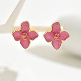 Women's Earrings Flower Flower Oiling Design