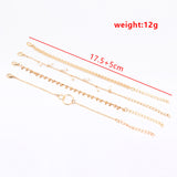 Simple Geometric Circle Wheat Ear Pearl Pendant 4-piece Set Bracelet