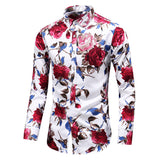 Lapel print long sleeve shirt