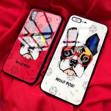 Compatible Cartoon Cute Bulldog Glass Phone Case