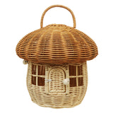 Wind Acorn Pure Hand-woven Rattan Hand Bag Mushroom