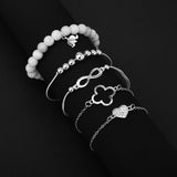 Elephant Diamond Heart Eight Character Creative Five Piece Set Women's Bracelet