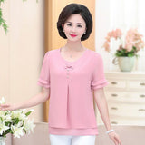 Mom Summer Clothes Chiffon Small Shirt Plus Size Loose