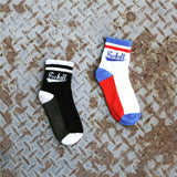 Letter Striped Skateboard Cotton Mid-calf Length Socks