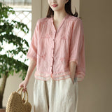 Retro Easy Matching Shirt Artistic Yarn Embroidery Printed Shirt