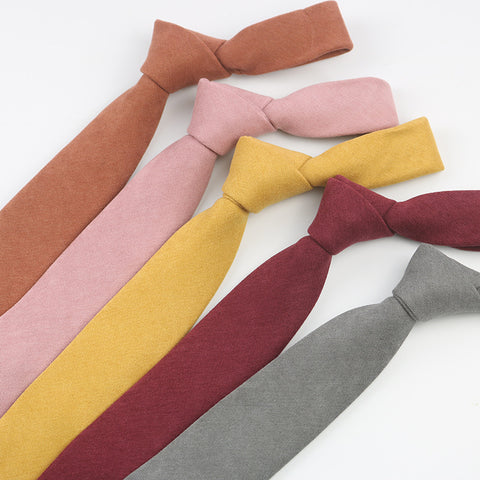 Korean Style Casual Suede Pure Color Artistic Shirt Macaron Color 7cm Hand Tie