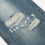 Washed And Frayed Jeans Men's Street Tide Brand