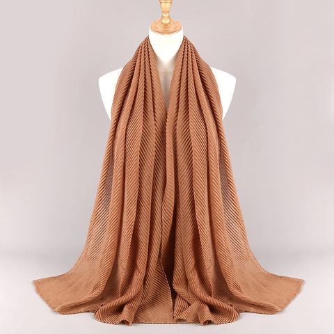 Twill Crumpled Pleated Scarf Women's Bag Headscarf