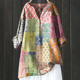 Long Sleeve Chinese Style Slub Linen Comfort Printing All-matching Shirt