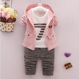 spring and autumn new boys and girls zipper striped trousers suit children's suit