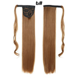 European And American Long Straight Hair Velcro Ponytail