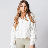 Loose Zip Polo Collar Top Leisure