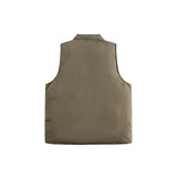 Solid Color Printing Sleeveless Top Zipper Multi-pocket Stand Collar Cotton Vest Men