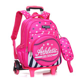 Waterproof Children's Three-Wheeled Trolley School Bag