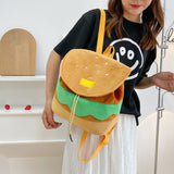 Cute Hamburger Plush Backpack Soft Cartoon Burger Plush Coin Purse Girls Kindergarten School Bookbag Children Kids Pack