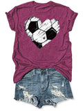 Personalized Love Football Pattern Printed Color Round Neck Short Sleeve