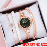 Ladies New Trend Steel Band Quartz Watch Gift Four-piece Set