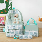 Elementary And Middle School Student Schoolbags Women's Cute Bear Lunch Box Three-piece Set