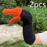 Cold Protection In Three-dimensional Swan Full Finger Gloves Knitted Wool Mittens