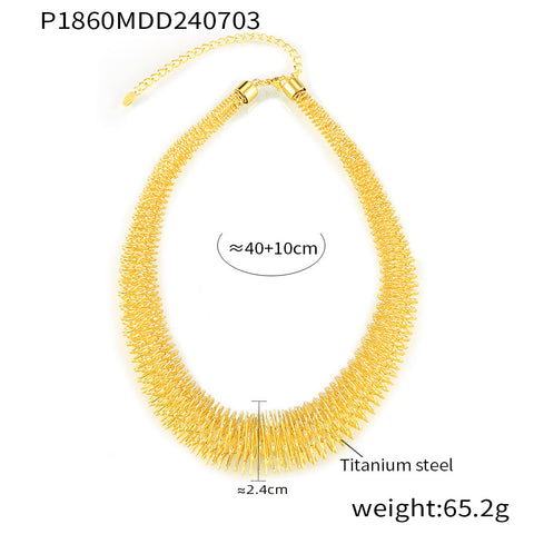 Trendy Collar Exaggerated Personalized Design Titanium Steel 18K Gold Plating