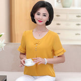 Mom Summer Clothes Chiffon Small Shirt Plus Size Loose