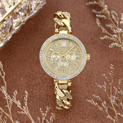 Trendy Diamond Hip Hop Cuban Chain Quartz Watch