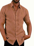 Solid color button linen shirt