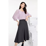 Loose All-match Square Collar Retro Pleating Shirt For Women