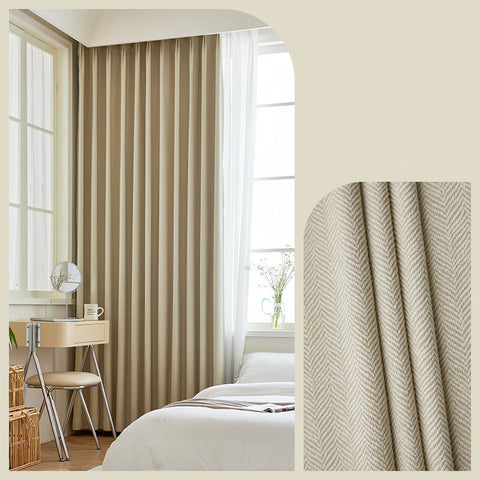 Home Fashion Herringbone Pattern Chenille Blackout Curtains