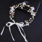 Women Flower Headband With Ribbon Wreath Wedding Party Ladies Girls Garlands Floral Crown Hairband NIN668