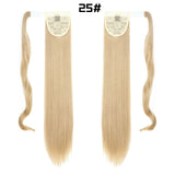 European And American Long Straight Hair Velcro Ponytail