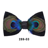 Men's Bow Tie Peacock Big Eyes Blue Feather