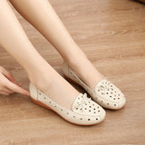 Women's Summer Hollow Out Leather Flat Shoes