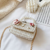 New Children's Shoulder Bag, Pearl Portable Princess Coin Purse, All-match Bow Chain Decoration Bag