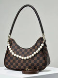 Versatile Lattice Pearl Women's Shoulder Messenger Bag