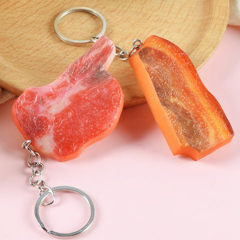 Food Meat Ribs Keychain Creative Pendant Shooting Props